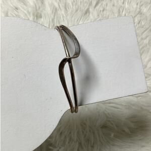Vintage 925 Sterling Silver Open Wave Cuff Bangle Bracelet Minimalist E20-26